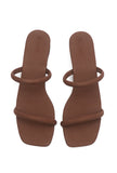 Tan Brown Dual Strap Slide Sandals