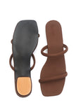 Tan Brown Dual Strap Slide Sandals