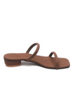 Tan Brown Dual Strap Slide Sandals