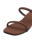 Tan Brown Dual Strap Slide Sandals
