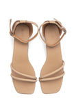 Beige Tube Strap Ankle Buckle Sandals