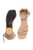 Beige Tube Strap Ankle Buckle Sandals