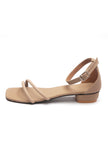 Beige Tube Strap Ankle Buckle Sandals