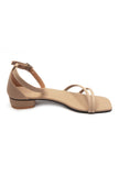 Beige Tube Strap Ankle Buckle Sandals