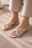 Cream White Multi Tube Strap Slide Sandals