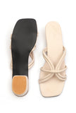 Cream White Multi Tube Strap Slide Sandals