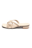Cream White Multi Tube Strap Slide Sandals