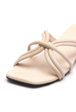 Cream White Multi Tube Strap Slide Sandals