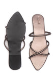 Metallic Taupe Cross-Strap Flat Slides
