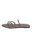 Metallic Taupe Cross-Strap Flat Slides