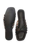 Black Knotted Multi-Strap Flat Slides