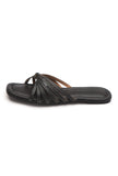 Black Knotted Multi-Strap Flat Slides