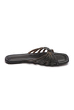 Black Knotted Multi-Strap Flat Slides