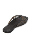 Black Knotted Multi-Strap Flat Slides