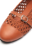 Tan Woven Mary Jane Ballet Flats