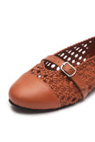 Tan Woven Mary Jane Ballet Flats