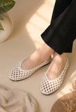 Ivory Woven Ballet Flats