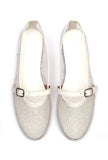 White Shimmer Mary Jane Ballet Flats