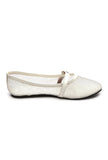 White Shimmer Mary Jane Ballet Flats