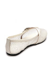 White Shimmer Mary Jane Ballet Flats