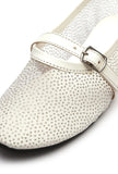 White Shimmer Mary Jane Ballet Flats