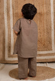 Set Of 2: Light Brown Mul Mul Kurta With Light Brown Mul Mul Pant