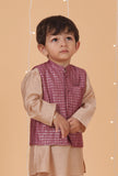 Purple Check Chanderi Nehru Jacket