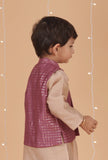 Purple Check Chanderi Nehru Jacket