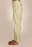 Pistachio Green Cotton Applique Palazzos
