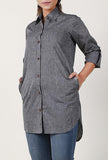 Slate Grey Textured Handloom Cotton Asymmetrical Shirt