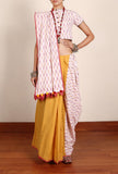 Mustard & White Ikat South Cotton Saree