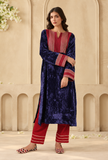 Royal Purple Gota Embroidered Chenille Phiran