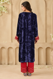 Royal Purple Gota Embroidered Chenille Phiran – view 5