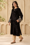 Black Velvet Gota Work Chenille Phiran – view 3