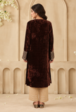 Brown Velvet Gota Work Chenille Phiran – view 5