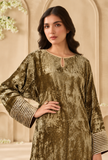 Dim Gold Velvet Gota Work Chenille Phiran – view 3