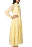 This Plain Yellow Georgette Anarkali Dress With Sitara Work