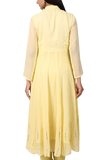 This Plain Yellow Georgette Anarkali Dress With Sitara Work