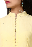 This Plain Yellow Georgette Anarkali Dress With Sitara Work