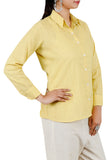 Yellow Button Down Full Sleeves Shirt In Pure Cotton