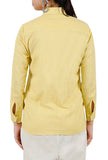Yellow Button Down Full Sleeves Shirt In Pure Cotton