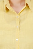 Yellow Button Down Full Sleeves Shirt In Pure Cotton