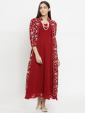 Maroon Cape With Parsi Embroidery