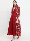 Maroon Cape With Parsi Embroidery
