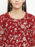 Set Of Maroon Parsi Embroidered Kurta WIth Sharara
