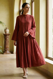 Gerua Box Pleated Cotton Slub Dress
