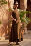 Mehendi Halter Neck Cotton Slub Kurta
