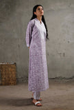Floral Block Printed Purple Cotton Kurta