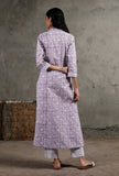 Floral Block Printed Purple Cotton Kurta