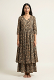 Black And Beige Kalamkari Cotton Kurta (without Palazzo)